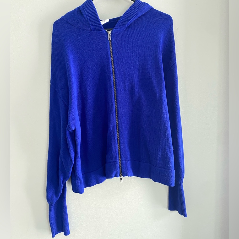 Cabi - blue knitted cotton zip up hoodie